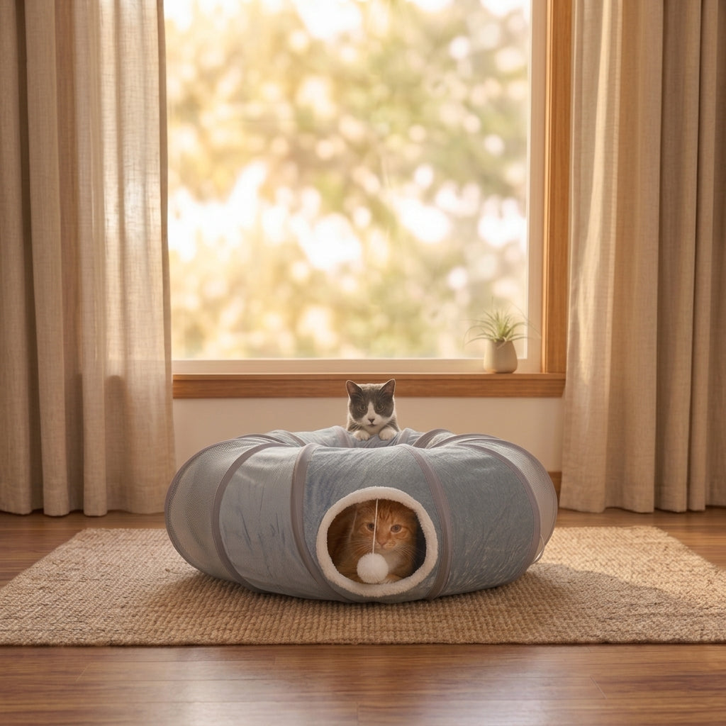 Juguete Cama Túnel para Gatos 2 en 1