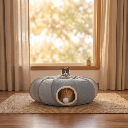 Juguete Cama Túnel para Gatos 2 en 1