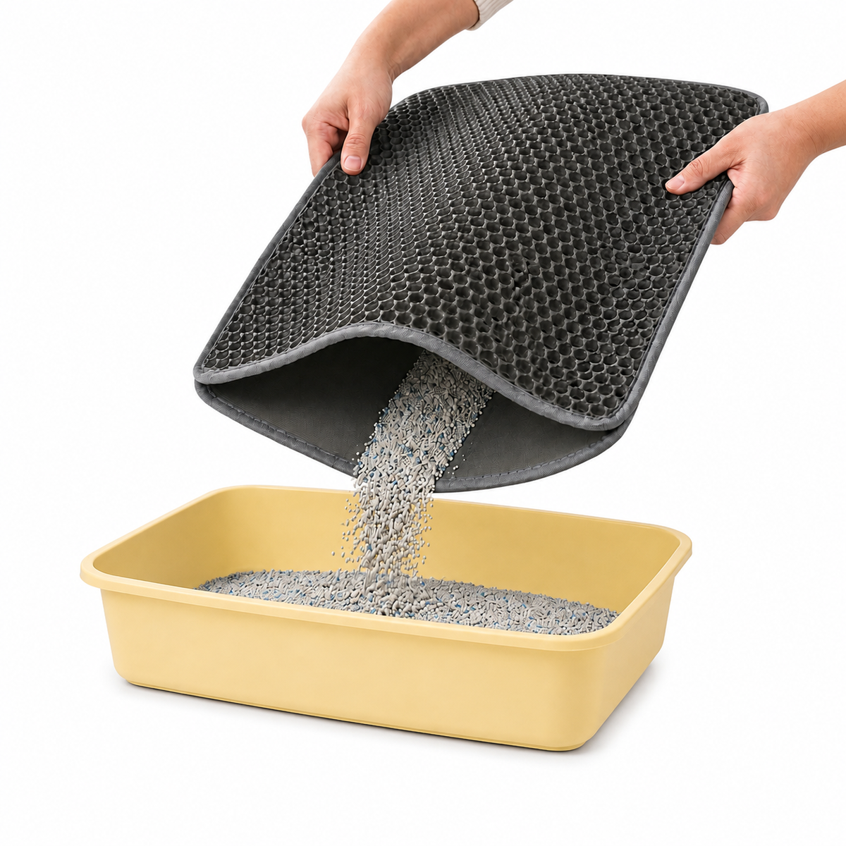Pack Bandeja sanitaria + Alfombra atrapa arena 60x40 + Palita