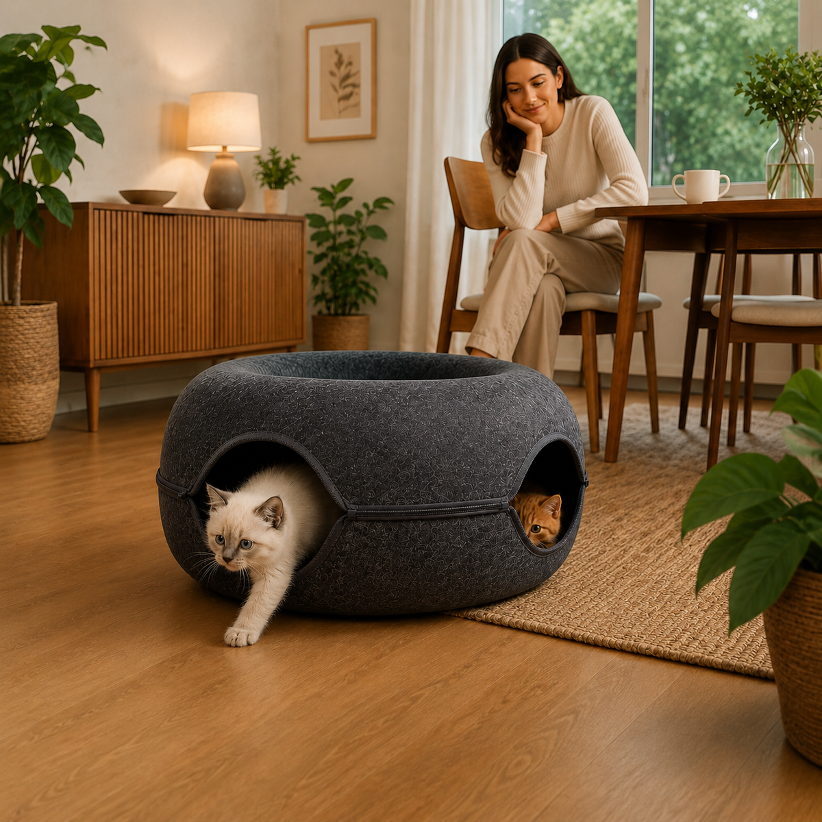 Cama Túnel Circular para Gatos